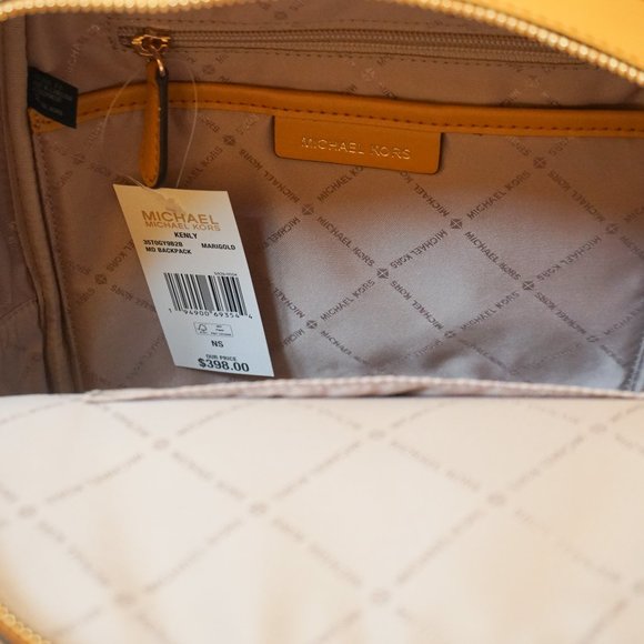 Michael Kors Kenly Medium Backpack MK Brown Yellow - Picture 10 of 10